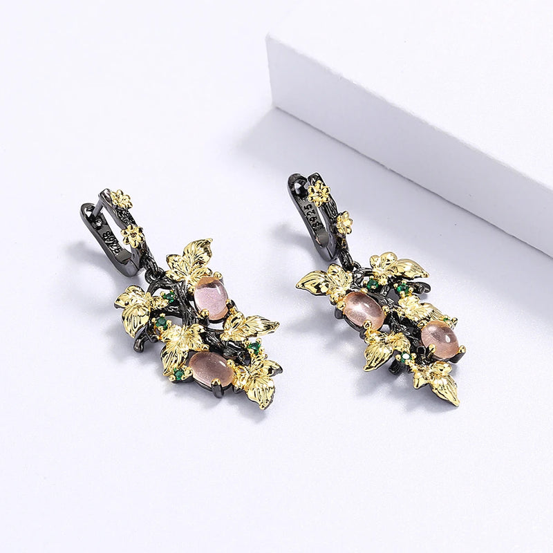 Transparent Egg-Shape Gemstone Flower Earrings for Women