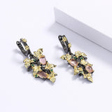 Transparent Egg-Shape Gemstone Flower Earrings for Women