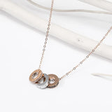 Classic Tricolor Women Bead Transfer Necklace Pendant Chain Crystal Jewelry