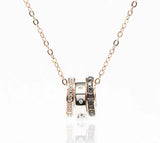 Classic Tricolor Women Bead Transfer Necklace Pendant Chain Crystal Jewelry