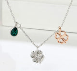 Crystal Snowflake Four Leaf Necklace