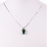 Emerald Necklace 6.95ct Pendant Vintage Silver 925 Sterling Chain Jewelry