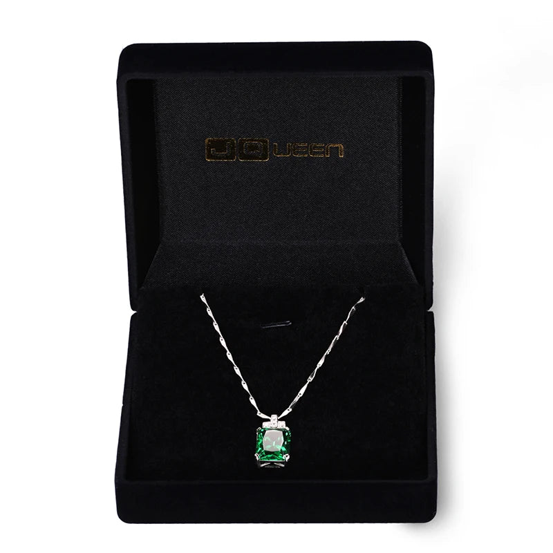Emerald Necklace 6.95ct Pendant Vintage Silver 925 Sterling Chain Jewelry