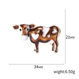 Enamel Cow Brooch Cartoon Animal Pin Jewelry Gift
