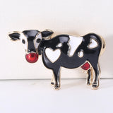 Enamel Cow Brooch Cartoon Animal Pin Jewelry Gift