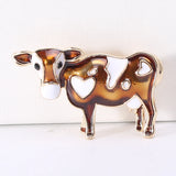 Enamel Cow Brooch Cartoon Animal Pin Jewelry Gift