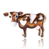 Enamel Cow Brooch Cartoon Animal Pin Jewelry Gift