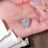 Eternity Silver Square Engagement Wedding Band Ring for Women
