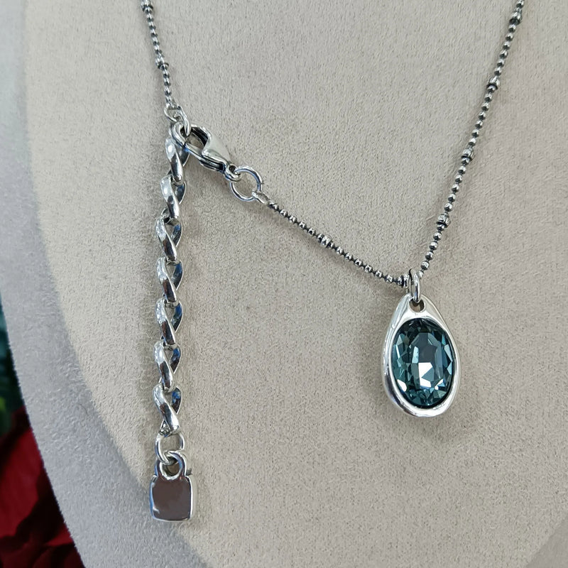 Electroplated 925 Silver Aquamarine Pendant Necklace