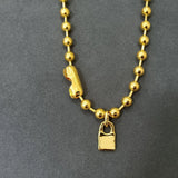 Electroplating 925 Silver Beads Chain Lock Necklace 14 K Jewelry