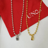 925 Silver Beads Chain Necklace 14K