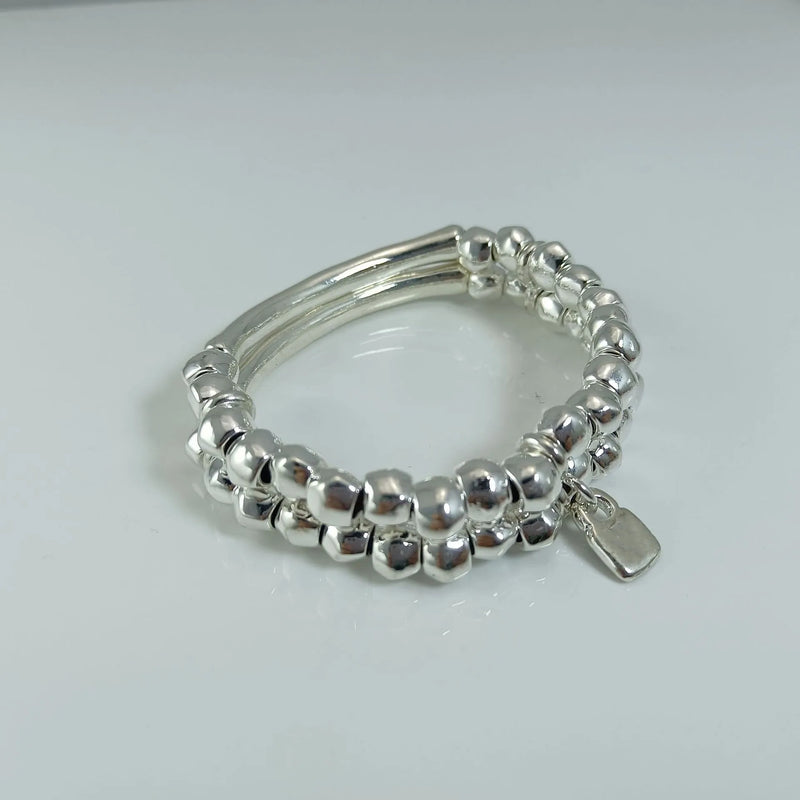 European American Electroplating 925 Silver Double Layer Bracelet