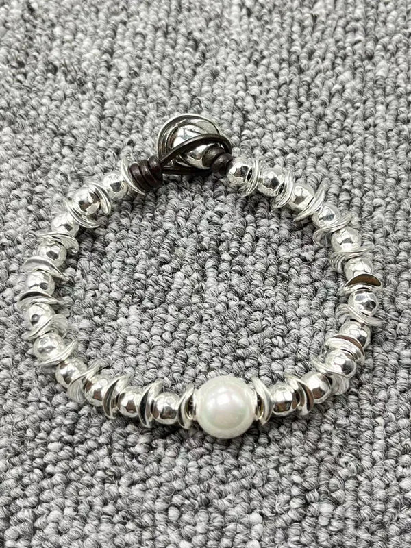 Plating 925 Silver Pearl Bracelet Festive Jewelry Gift