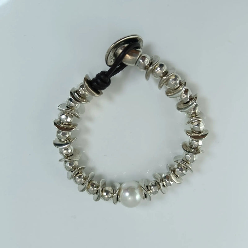 925 Silver Exaggerated Pearl Bracelet Festive Jewelry Gift