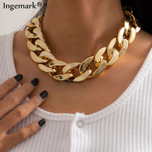Exaggerated Acrylic Chain Necklace Statement Choker Gothic Jewelry