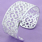 925 Silver Double Heart Bracelet Women Wedding Christmas Gift