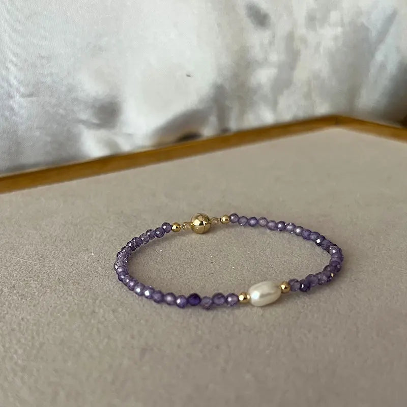 Natural Pearl Zircon Bracelet 14-21cm Size Multicolor