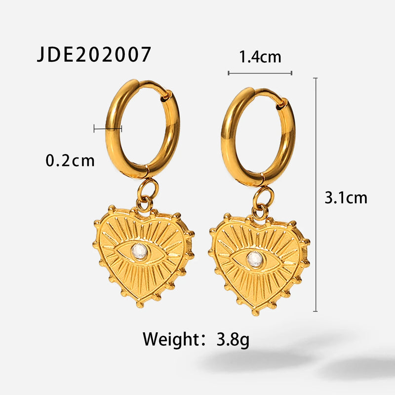 Heart Shaped 18K Stainless Steel Earrings for Women