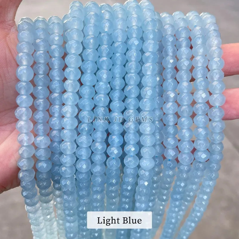 Faceted Chalcedony Abacus Shape Beads Natural Stone Spacer Beads