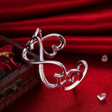 925 Silver 8-Shaped Heart Cuff Bangle Bracelet Women Wedding Jewelry