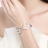 925 Silver 8-Shaped Heart Cuff Bangle Bracelet Women Wedding Jewelry