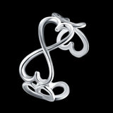 925 Silver 8-Shaped Heart Cuff Bangle Bracelet Women Wedding Jewelry