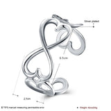 925 Silver 8-Shaped Heart Cuff Bangle Bracelet Women Wedding Jewelry