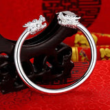 925 Silver Bangle Double Lead Bracelet For Women