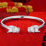 925 Silver Bangle Double Lead Bracelet For Women