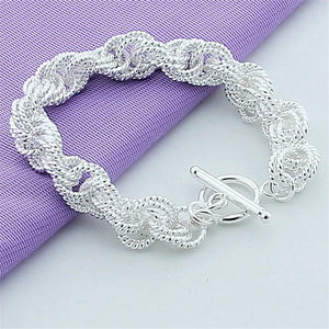 925 Silver Twisted Bracelet for Women Engagement Party Jewelry