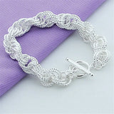 925 Silver Twisted Bracelet for Women Engagement Party Jewelry