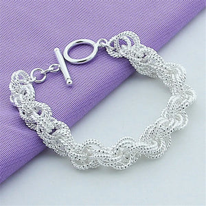 925 Silver Twisted Bracelet for Women Engagement Party Jewelry