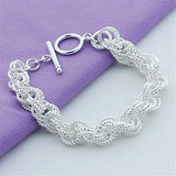 925 Silver Twisted Bracelet for Women Engagement Party Jewelry