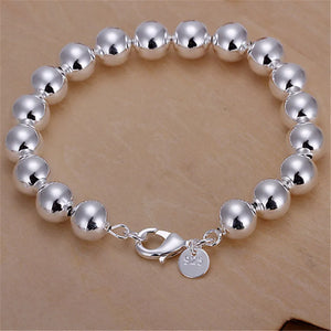 925 Silver Chain Bracelet Charm Bead Bracelet Women Wedding