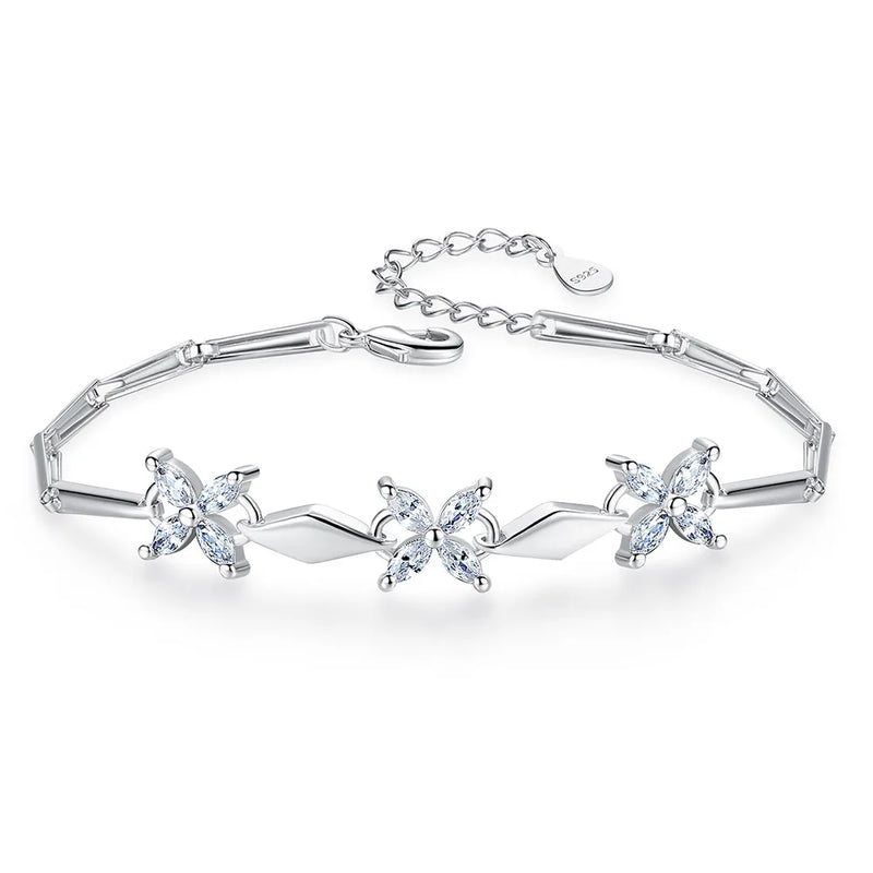 925 Silver Dolphin Amethyst Bracelet Women's Charm Jewelry Gift