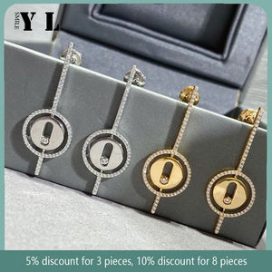 925 Silver Diamond Slide Earrings for Women