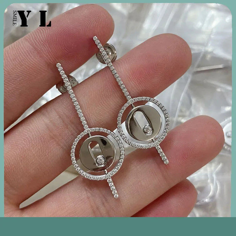 925 Silver Diamond Slide Earrings for Women