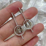 925 Silver Diamond Slide Earrings for Women