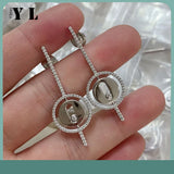 925 Silver Diamond Slide Earrings for Women