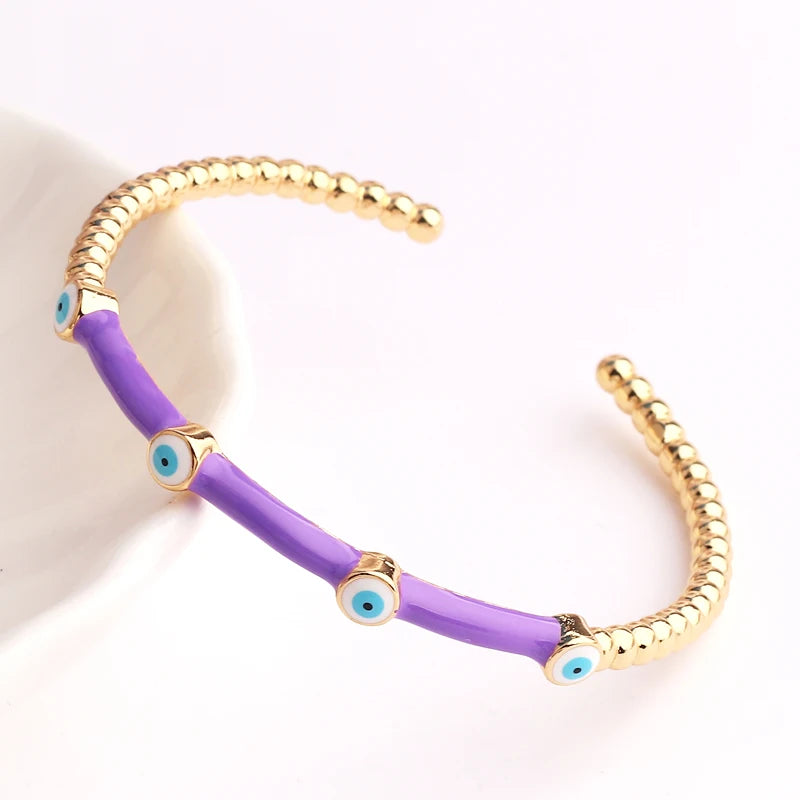 Colorful Evil Eye Bangle Bracelet for Women