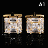 Square Rhinestone Crystal Zircon Cufflinks for Men