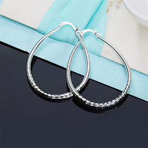 925 Silver Glitter U Shape Hoop Earrings for Women