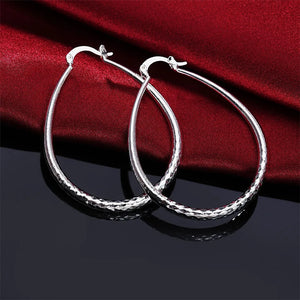 925 Silver Glitter U Shape Hoop Earrings for Women