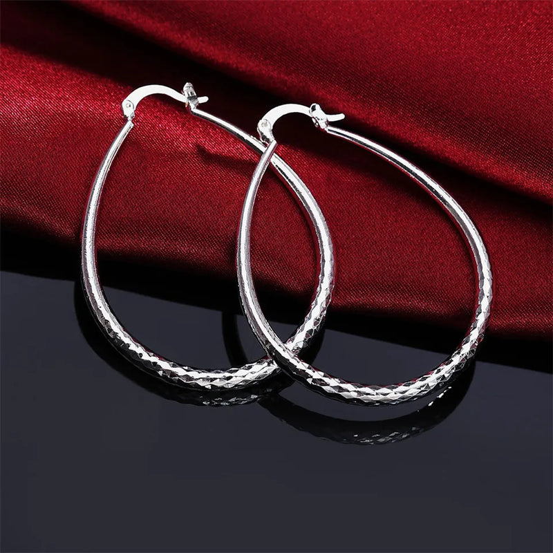 925 Silver Glitter U Shape Hoop Earrings for Women
