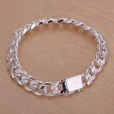 High Hot 925 Sterling Silver Bracelet 10MM Chain Men Women Wedding Gift