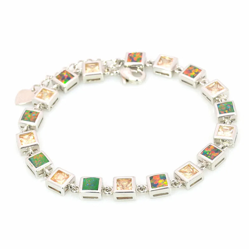 Brown Opal Sliver Plated Women Lady Bracelet High Jewelry