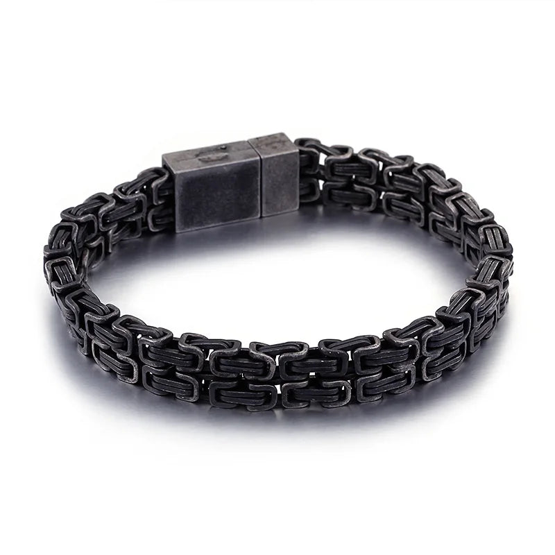 Men's Punk Byzantine Chain Bracelet Double Link Geometric Jewelry