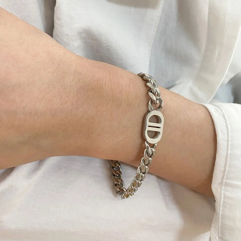 Pig Nose Bracelet Women Cuban Bracelet Femme Stainless Steel
