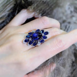 Exaggerated Royal Crystal Sapphire Tower Ring