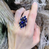 Exaggerated Royal Crystal Sapphire Tower Ring